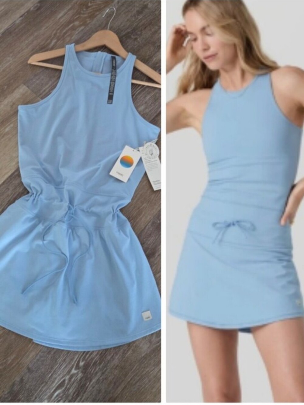 Vuori Daily Tennis Dress NWT Surf Blue Drawstring Shorts Pickleball PRICE FIRM